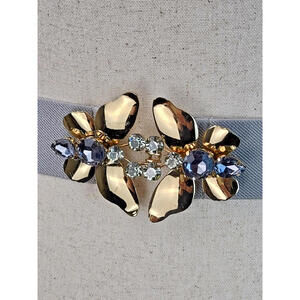 BCBG Max Azria Jeweled Butterfly Belt Gray 26" Stretchy Hook Buckle Size Small